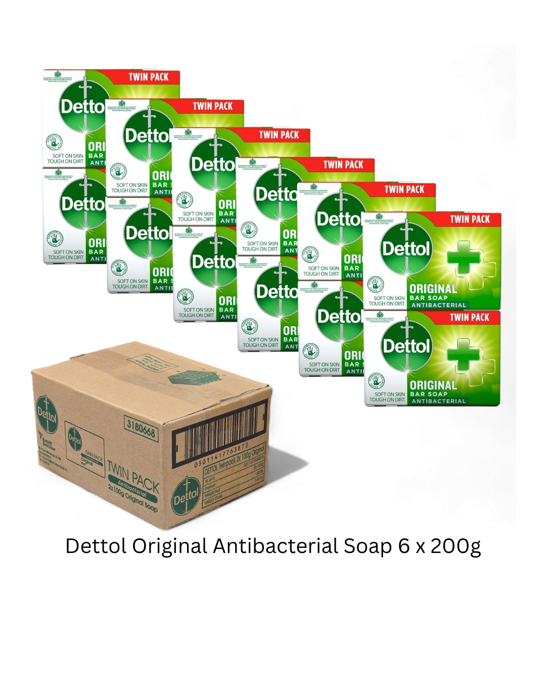 6 x Dettol Antibacterial Soap Twin Pack 100g each  (12 Bars)