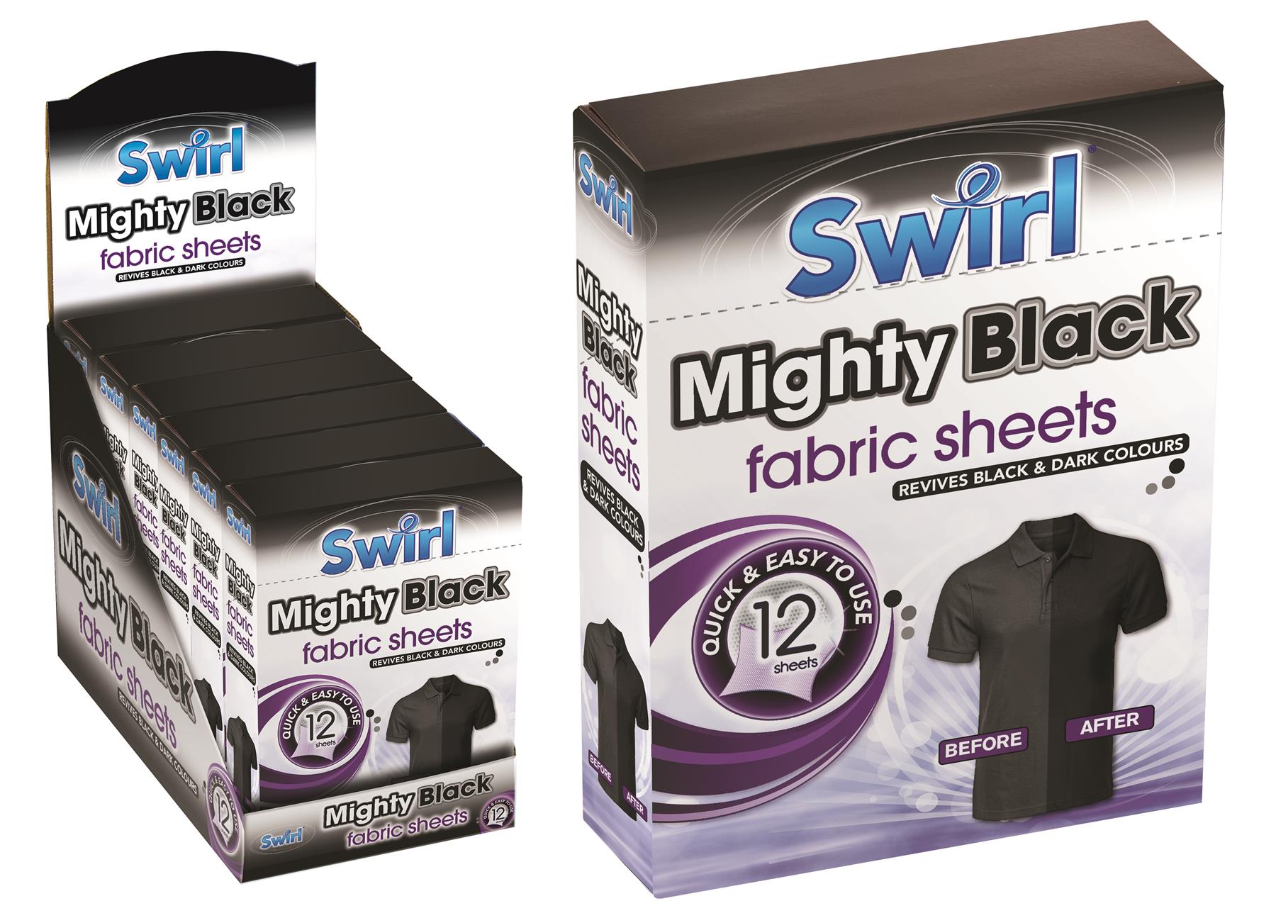 9 x Swirl Mighty Black Fabric Sheets 12 PacK (0.64p each)