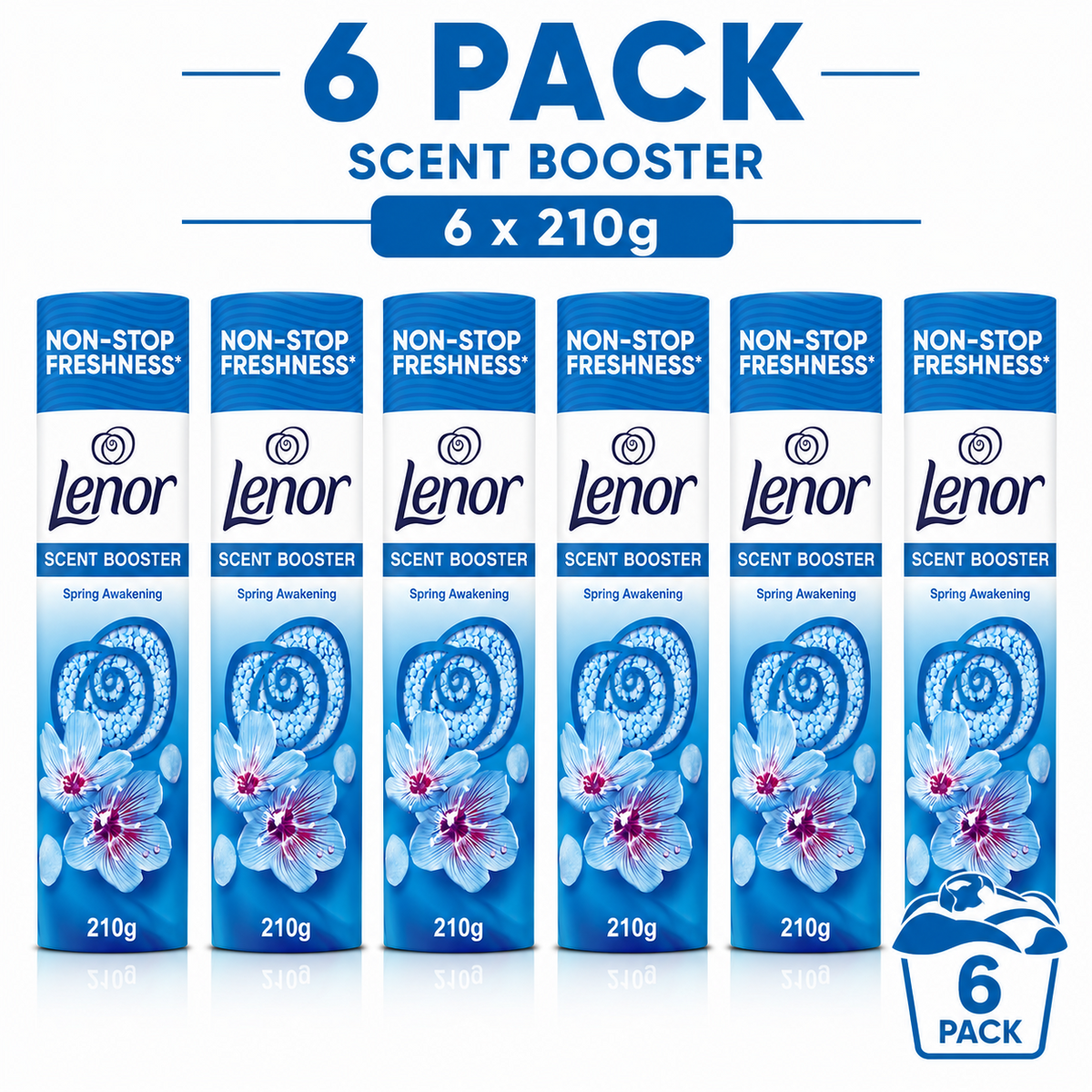 6 x Lenor In-Wash Scent Booster Spring Awakening 210g – Fresh Laundry Fragrance Beads