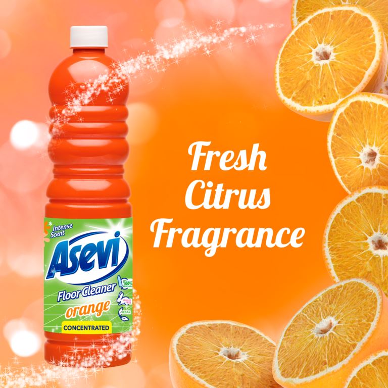 12 x Asevi Floor Cleaner Orange Concentrated 1L