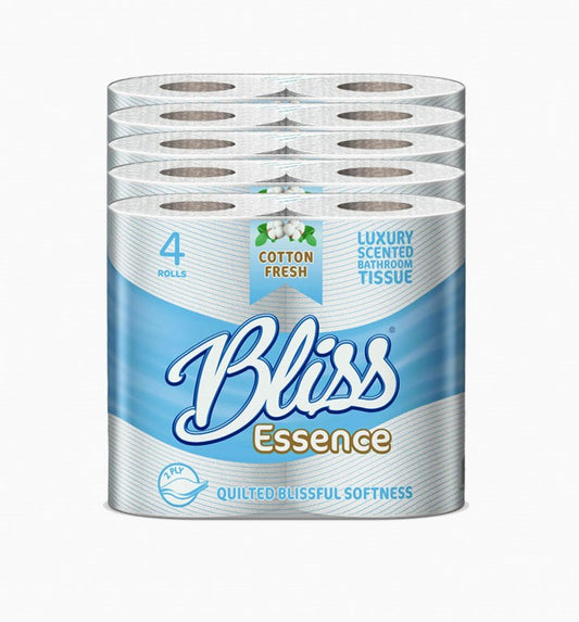 Bliss Luxury Scented Bathroom Tissue Rolls 2Ply Cotton Fresh 40 Rolls (10 x 4rolls)