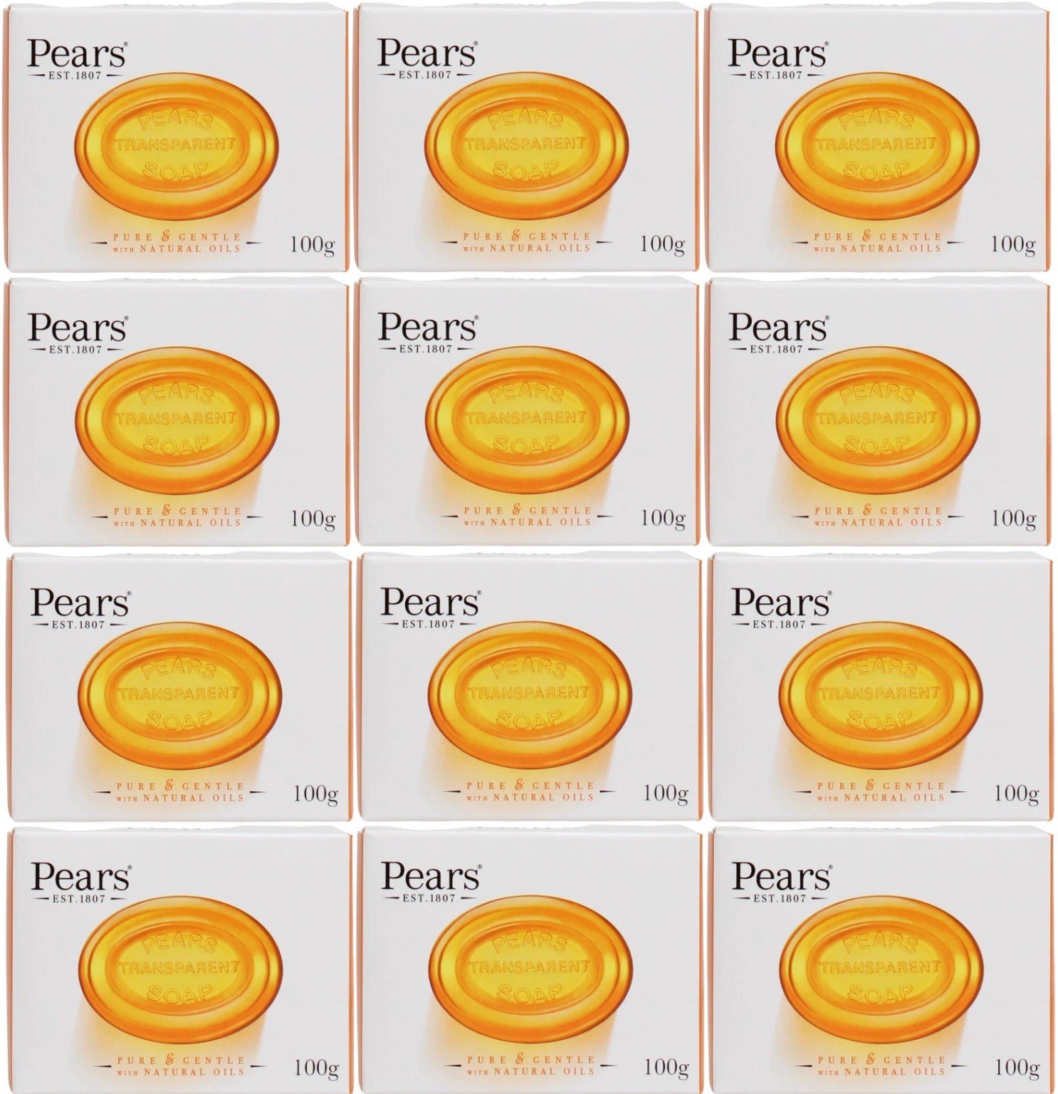 12 x Pears Pure & Gentle Transparent Soap 100g