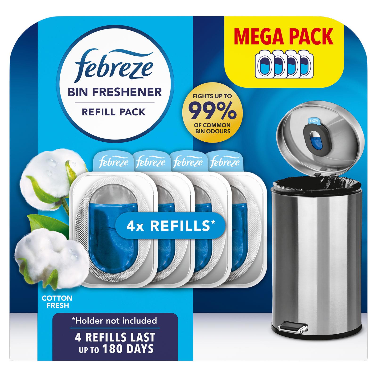 6 x Febreze Bin Freshener Cotton Fresh Refill Pack – 4 Refills – Up to 180 Days Freshness