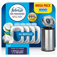 6 x Febreze Bin Freshener Cotton Fresh Refill Pack – 4 Refills – Up to 180 Days Freshness