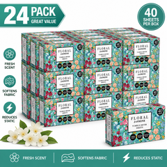 24 x Floral Tumble Dryer Sheets - 40pk - Jasmine