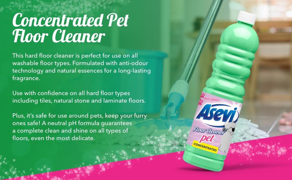 12 x Asevi Disinfectant Floor Cleaner Pet 1L