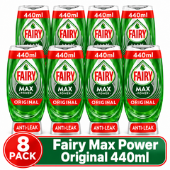 8 x Fairy Max Power Washing Up Liquid Original 440ml