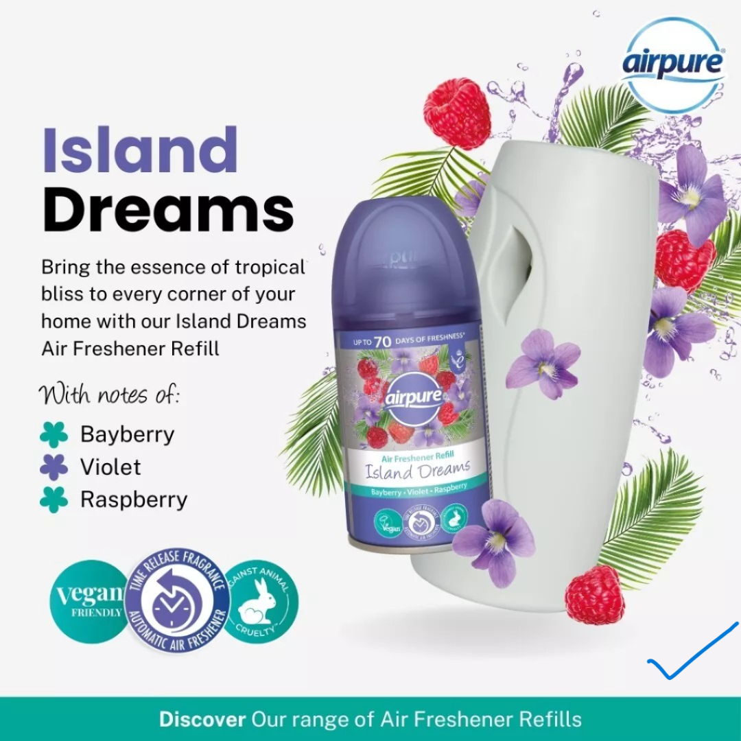 12 x Airpure Air Freshener Auto Refill 250ml Island Dreams