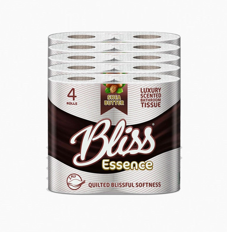 Bliss Luxury Scented Bathroom Tissue Rolls 2Ply Shea Butter 40 Rolls (10 x 4rolls)
