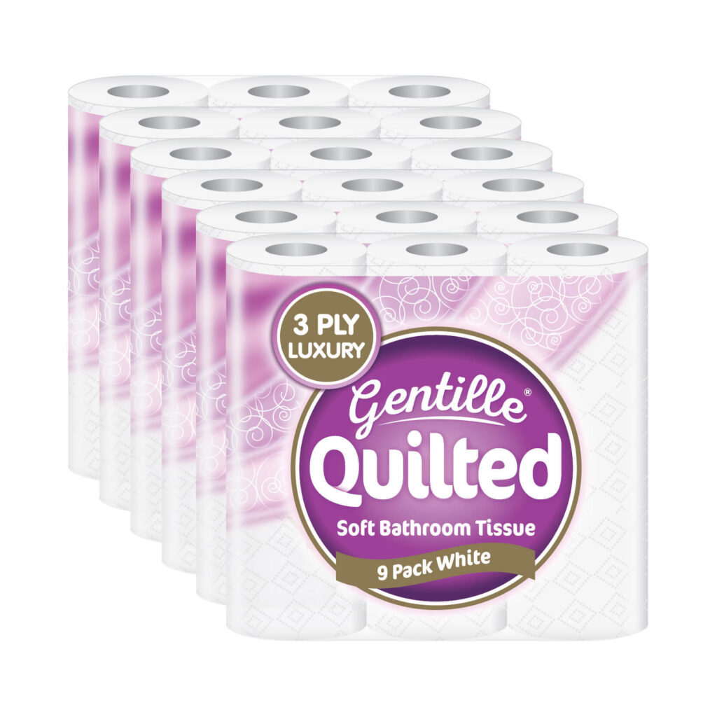 Buy 45 Gentille Quilted 3ply Toilet Rolls - 5 Packs of 9 - Premium Quality Tissue Online - Product Image
