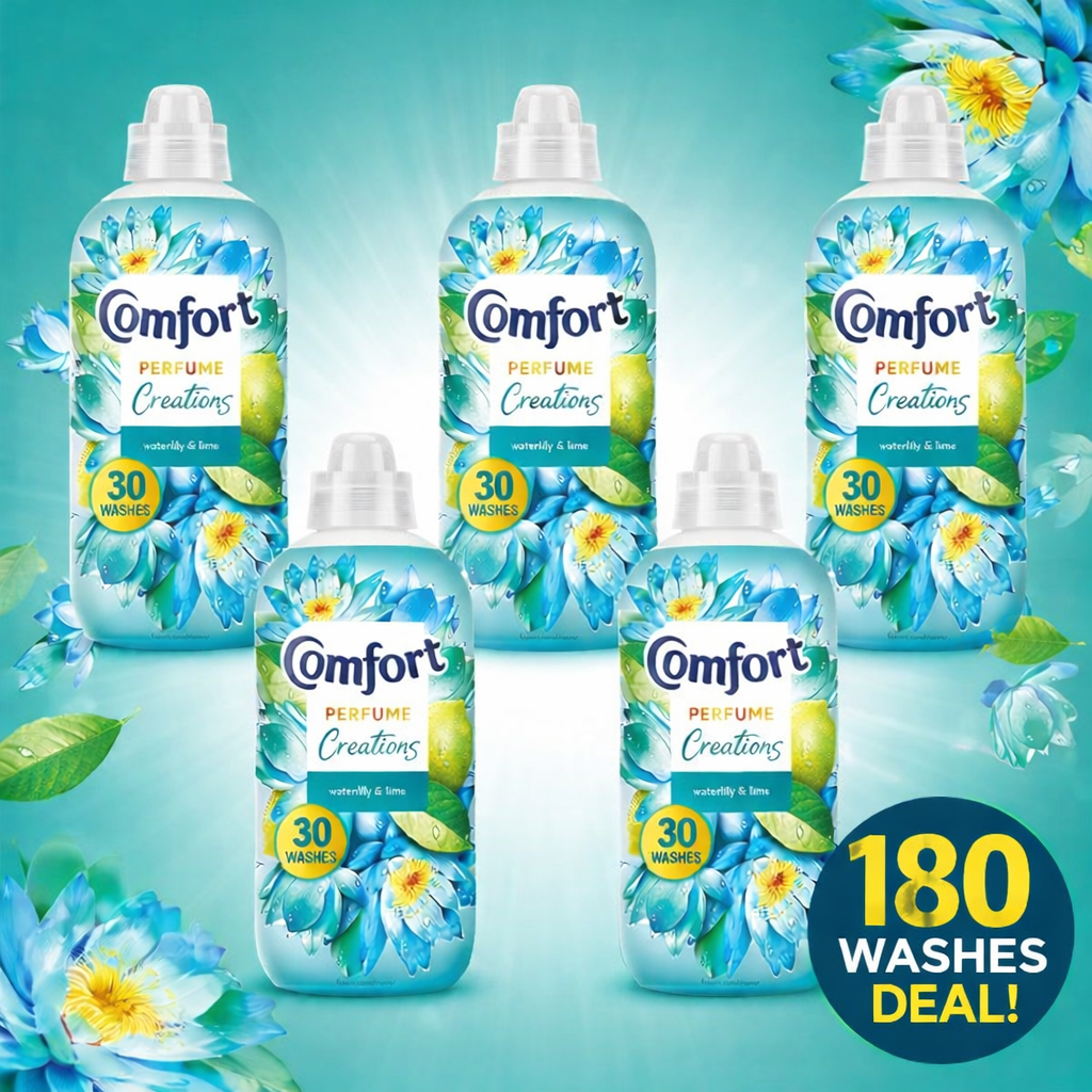 6 X Comfort Creations Fabric Conditioner Waterlily & Lime 30 Washes 900ml