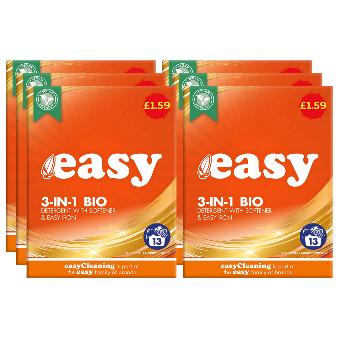 6 x Easy Laundry Powder 13w 3in1 BIO 884g