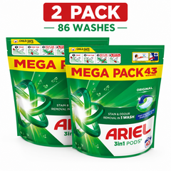 2 x Ariel 3-in-1 Pods Laundry Detergent Washing Capsules 43 Washes