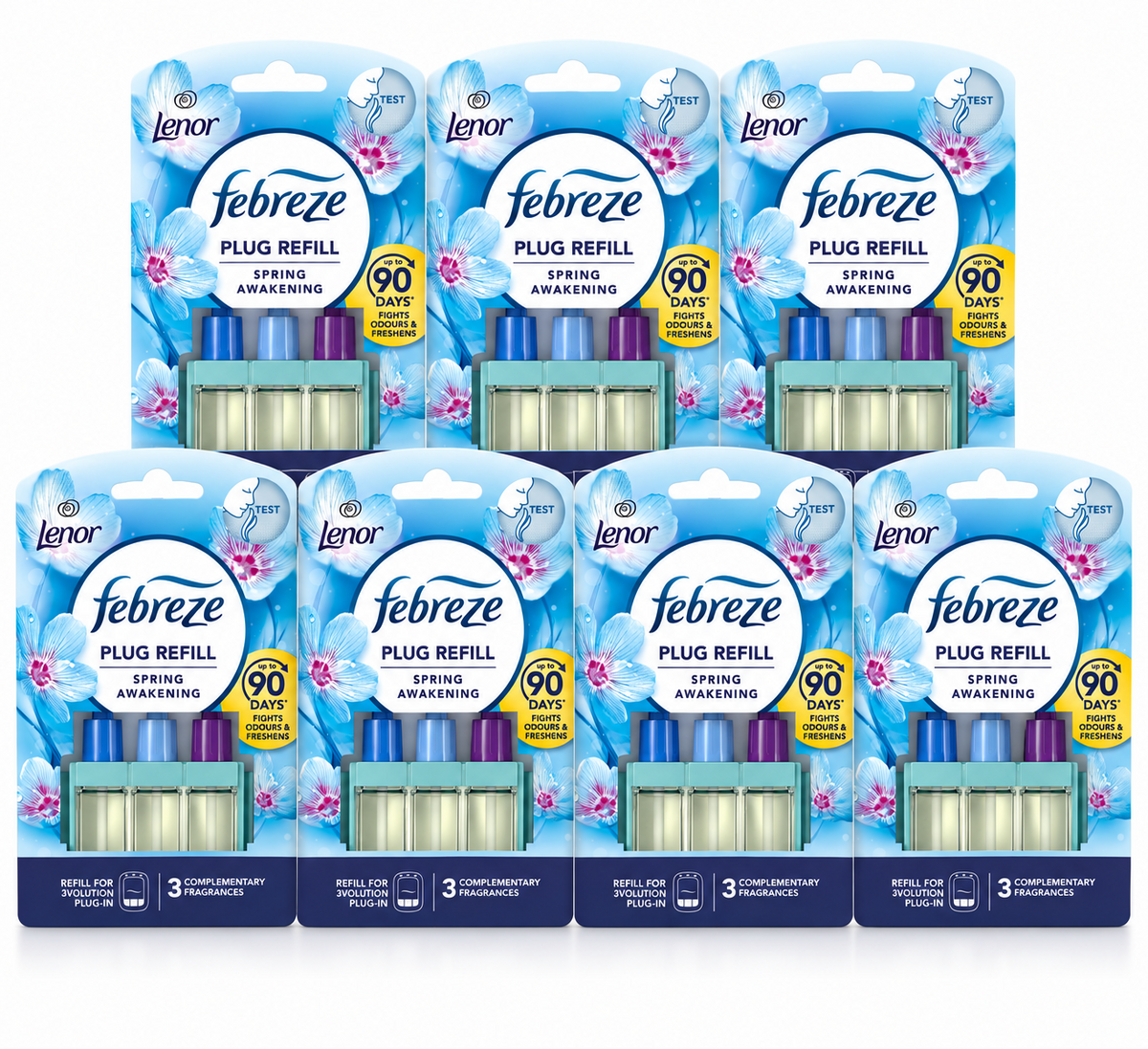 7 x Febreze Ambi Pur 3Volution Spring Awakening Plug-In Air Freshener Refill 20ml – Long-Lasting Freshness