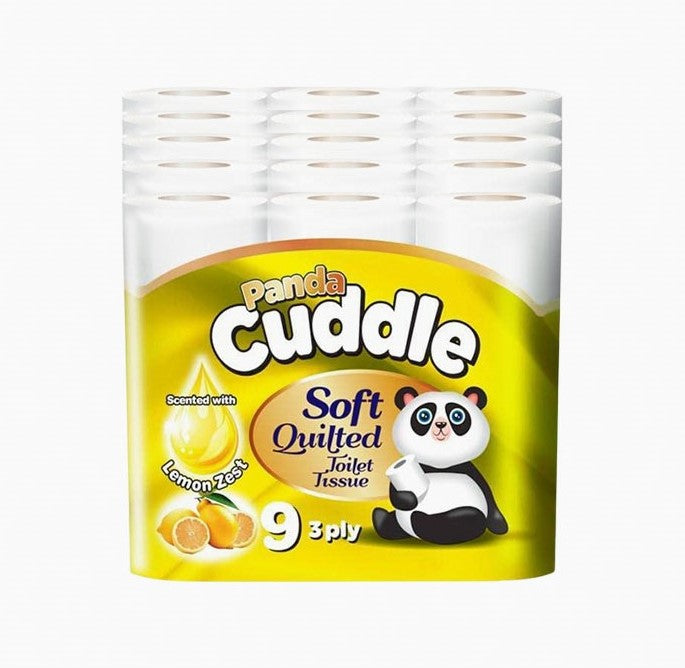 Cuddle Tissue 45 Panda Cuddle Lemon Soft Quilted 3 Ply Toilet Tissue Rolls (9 Rolls ...
