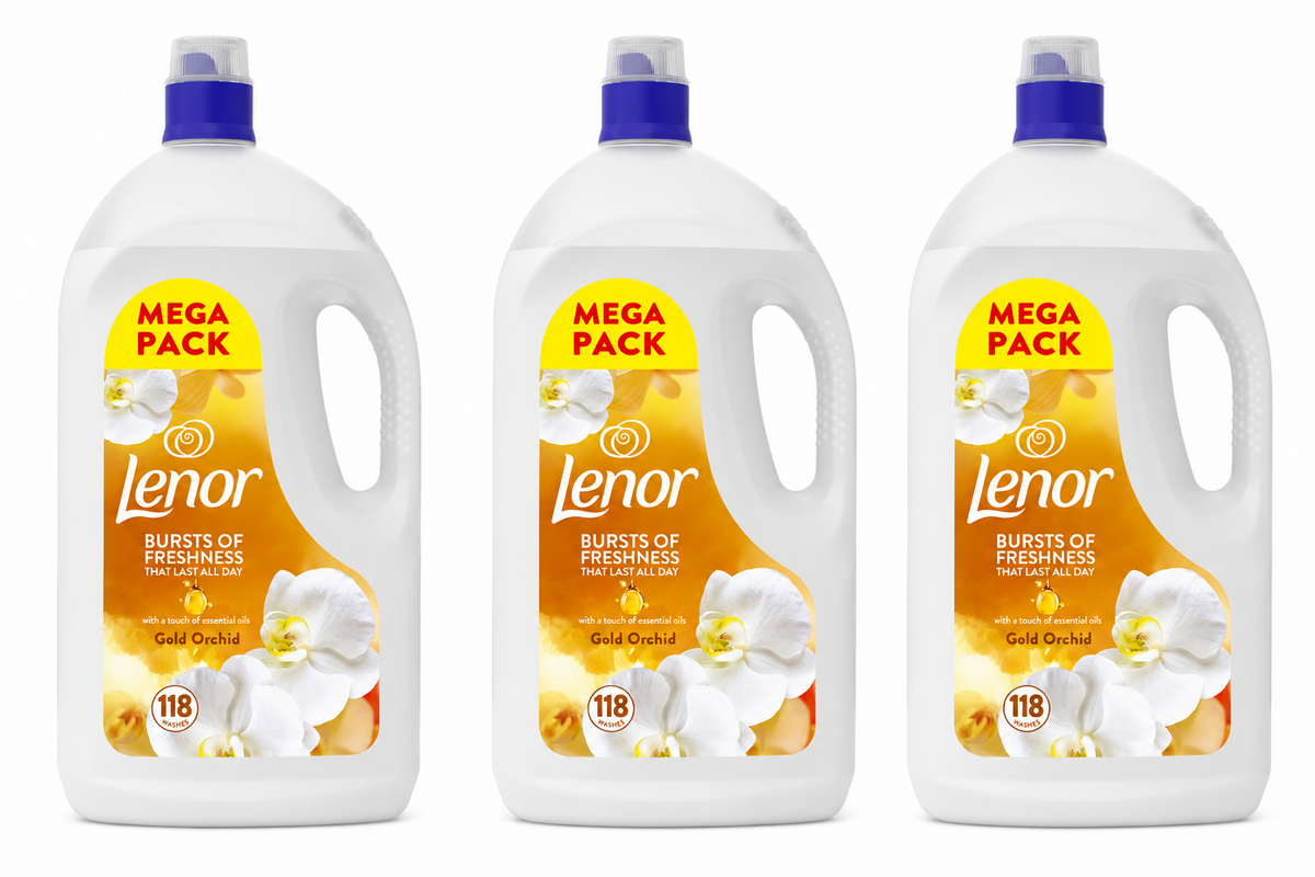 3 x Lenor Fabric Laundry Conditioner Gold Orchid 118 Wash 3.89 Litres (4.66 Each)