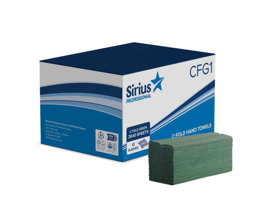 Sirius Professional C-Fold Green Hand Towels 1PLY - 2640 Sheets