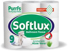 Pallet Deal: 48 x Softlux Purffs Aloe Vera 3 Ply Quality Soft Bathroom 45 Toilet Rolls (9 Rolls x 5)