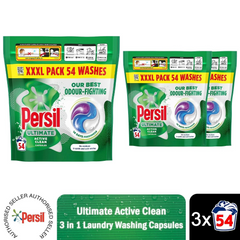 3 x Persil Ultimate Washing Capsules Active Clean Stain Removal 54 Washes (162 Wash)
