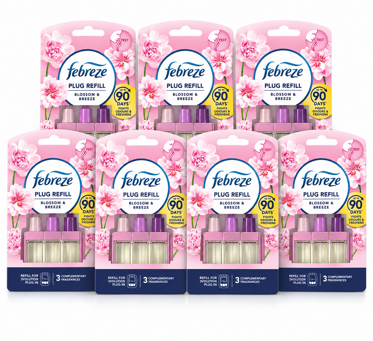 7 x Febreze Ambi Pur 3Volution Blossom & Breeze Plug-In Air Freshener Refill 20ml – Up to 90 Days Freshness