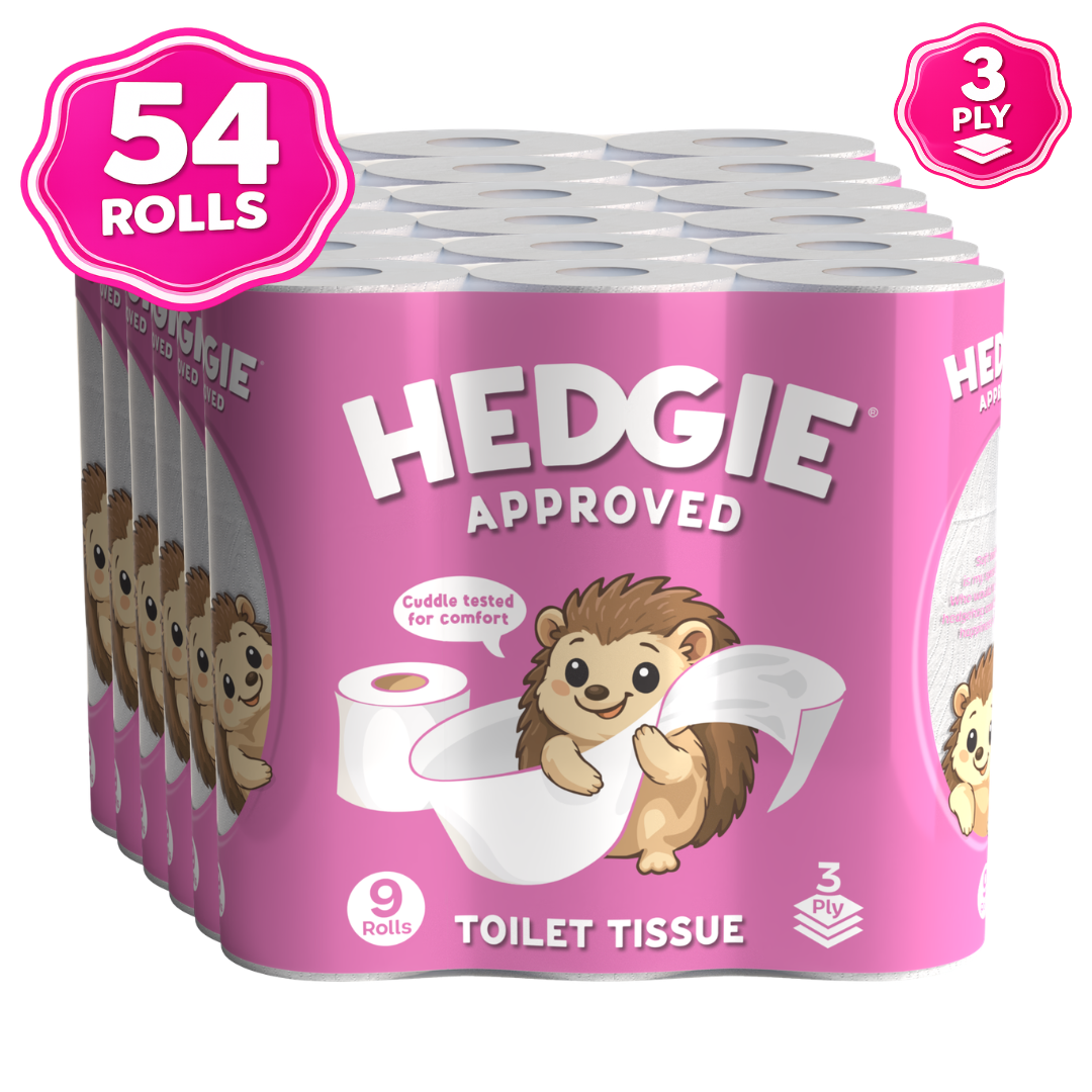 54 Rolls Hedgie Toilet Rolls 180 Quilted Tissue 3ply Sheets Per Rolls (6 x 9 Rolls)