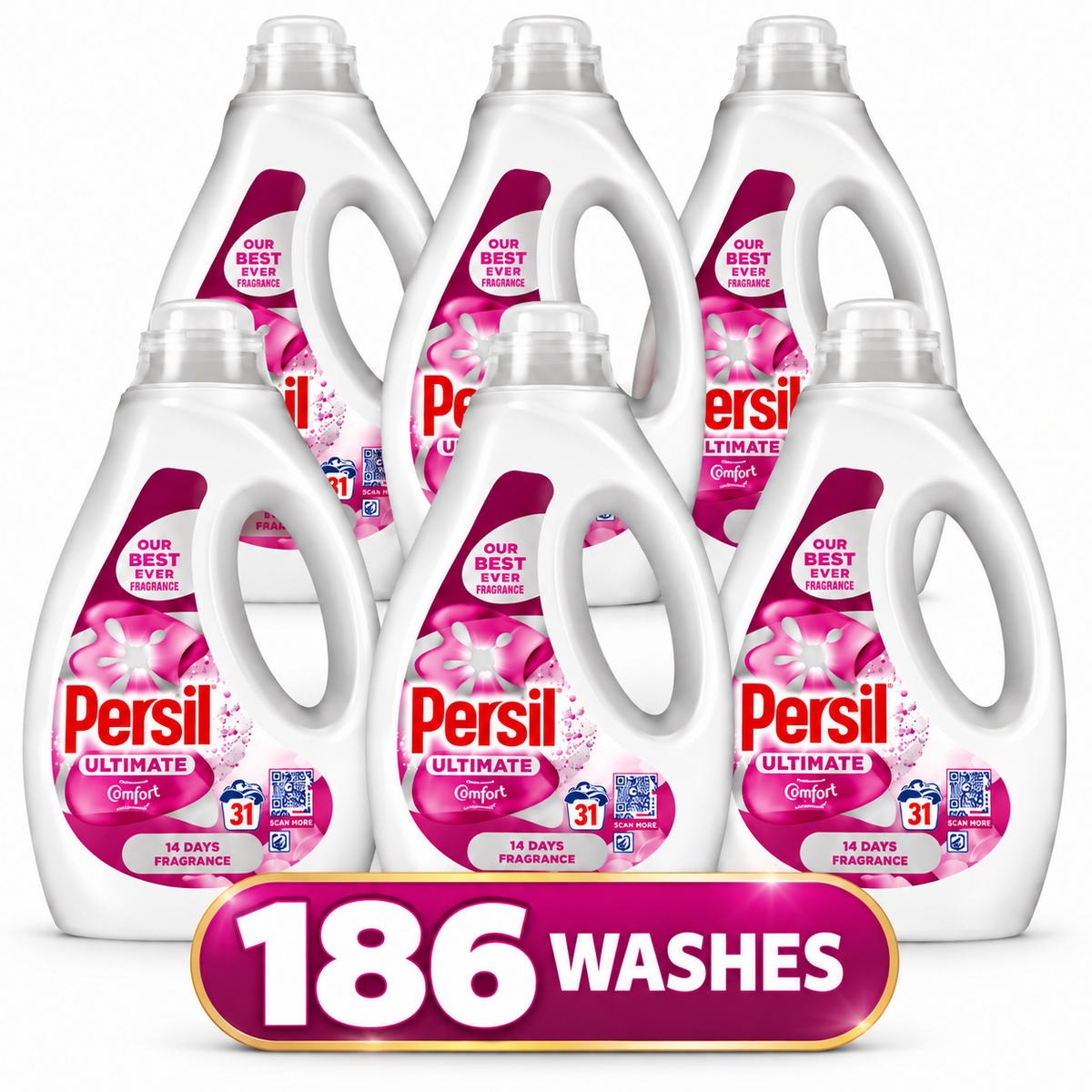 6 X Persil Ultimate Liquid Detergent Outstanding Stain Removal Effective in Quick and Cold Washes with 14 Days of Lasting Freshness 31 Washes, 837ml