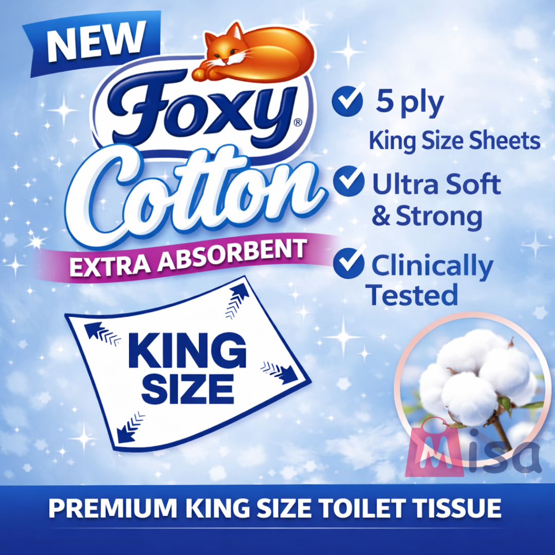Foxy Cotton 5-Ply Toilet Paper – 40 Rolls (120 Sheets/Roll) | Extra Soft, Super Absorbent & FSC® Certified