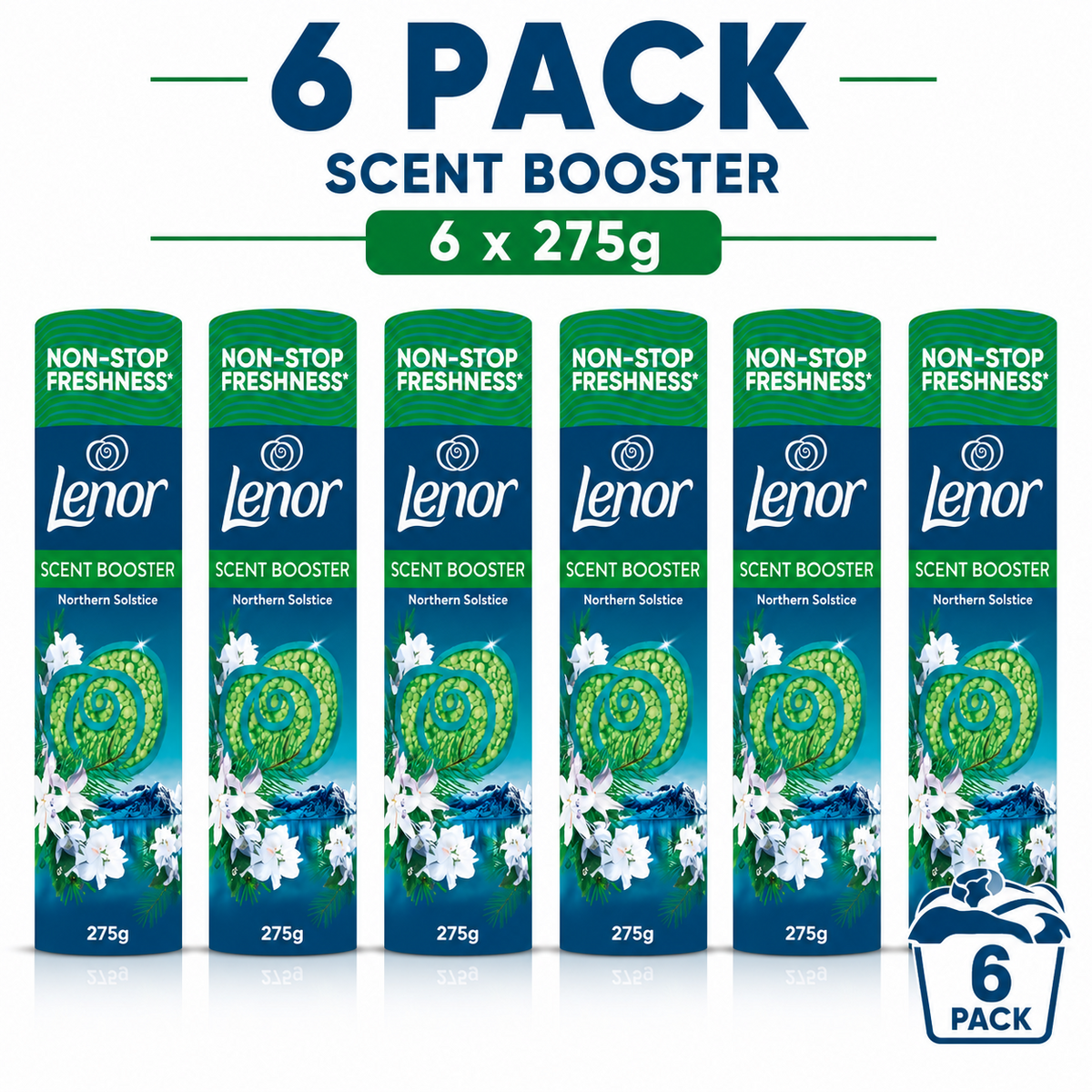 6 x Lenor In-Wash Scent Booster Northern Solstice 275g – Fresh Laundry Fragrance Beads