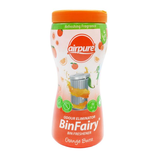 12 x Airpure Bin Fairy Freshener Odour Eliminator Orange Burst 500g