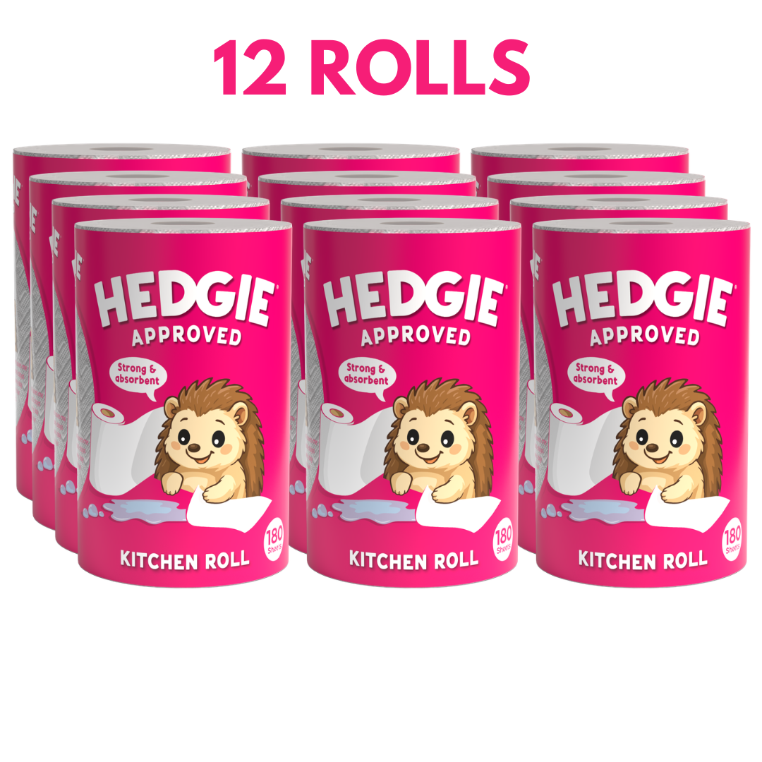 12 x Hedgie Kitchen Towels 2Ply Strong & Absorbent Tissue 180 Sheets (52p)