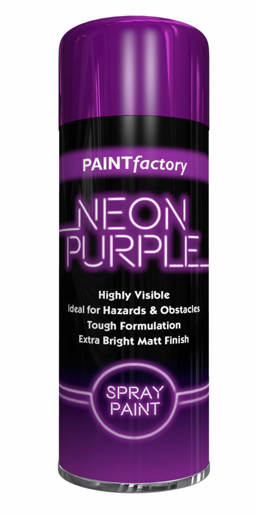 6 x Paint Factory Neon Purple Florescent Aerosol Spray Paint All-Purpose Matt Finish Wood Metal Spray 200ml