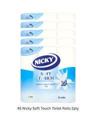 Nicky Soft Touch Toilet Rolls – 2-Ply, 45-Roll Value Pack
