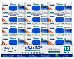 12 x Deep Fresh Multi Surface Cleaning Wet Wipes (1 x 100 Pcs)