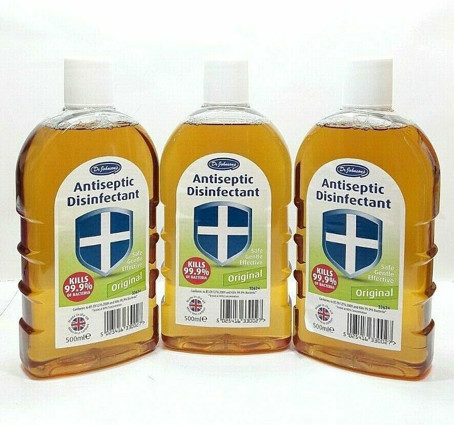 12 x DR JOHNSONS ANTISEPTIC DISINFECTANT KILL 99.9% 500ml HOUSEHOLD