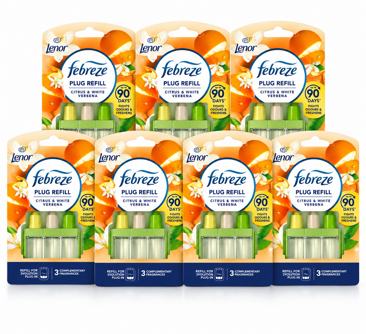 7 x Febreze Ambi Pur 3Volution Plug-In Air Freshener Refill Lenor Citrus & White Verbena 20ml – Long-Lasting Freshness