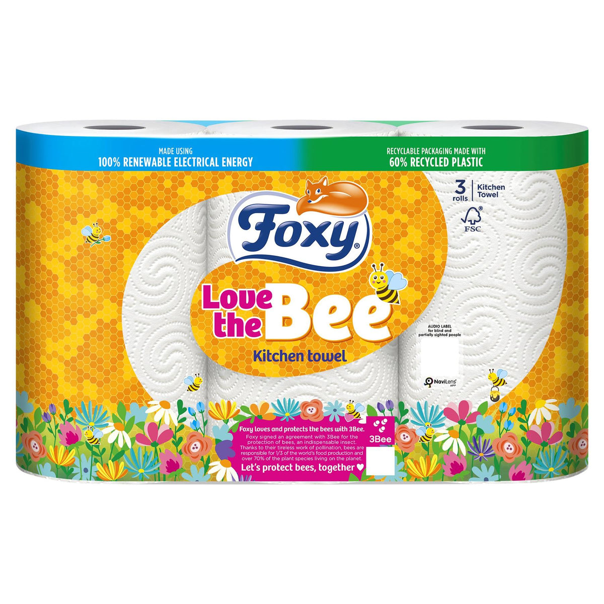 15 FOXY LOVE THE BEE KITCHEN ROLL 2ply FSC®