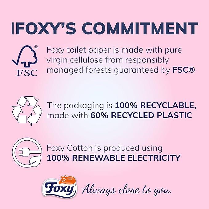 Foxy Silk | Toilet Paper 200 Sheets x 40 Rolls | 3 Ply High Thickness | Recyclable Packaging Made with Recycled Plastic