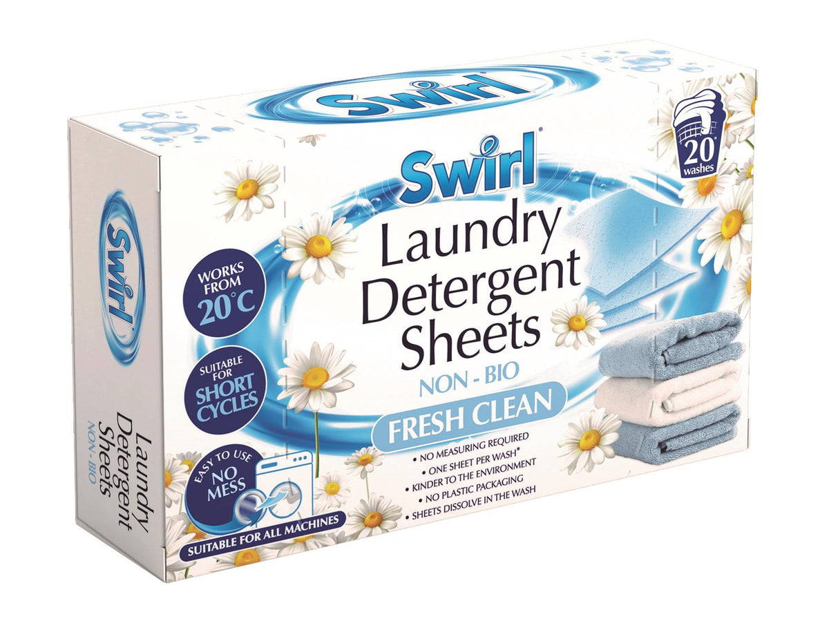 14 x Swirl Laundry Detergent 20 Sheets, Non Bio- Fresh Clean Scent (83p each)