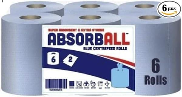 6 X Blue Centrefeed towels 2ply Kitchen Rolls Value Bundle