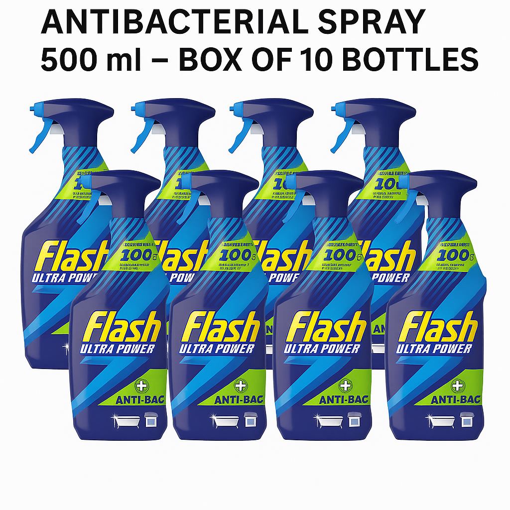 Flash Ultra Antibacterial Spray 500ml – Pack of 10 – Powerful All-Purpose Cleaner – Disinfectant Spray for Home & Commercial Use