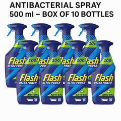 Flash Ultra Antibacterial Spray 500ml – Pack of 10 – Powerful All-Purpose Cleaner – Disinfectant Spray for Home & Commercial Use