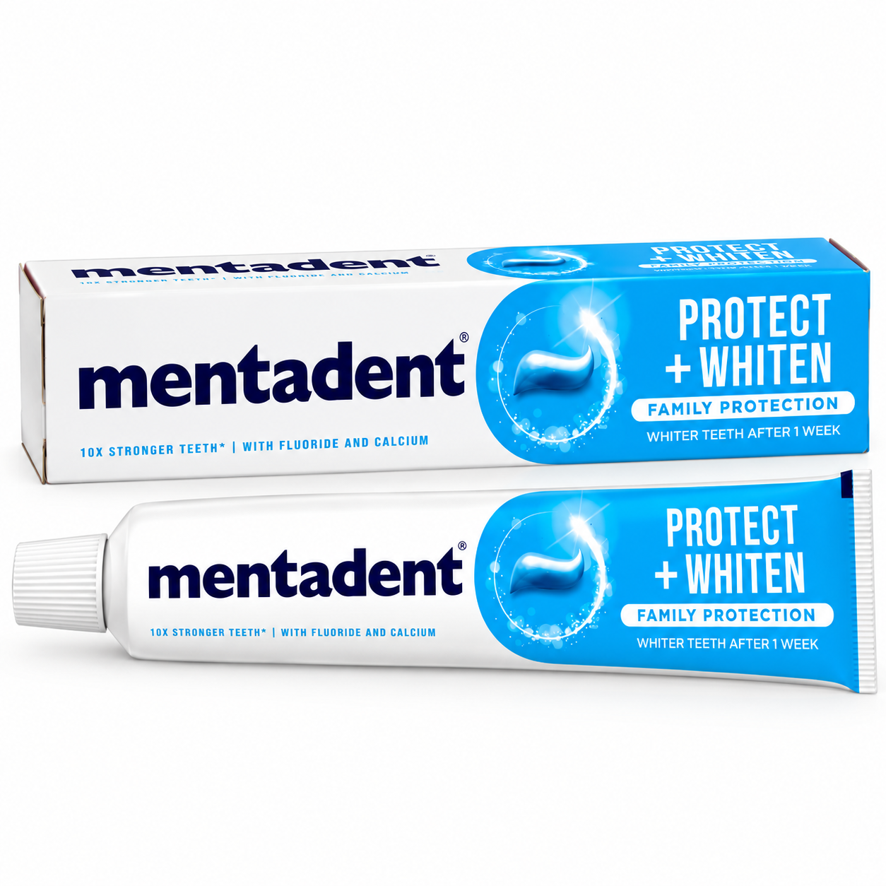 24 x Mentadent Protect + Whiten Fluoride Toothpaste 75ml by Mentadent