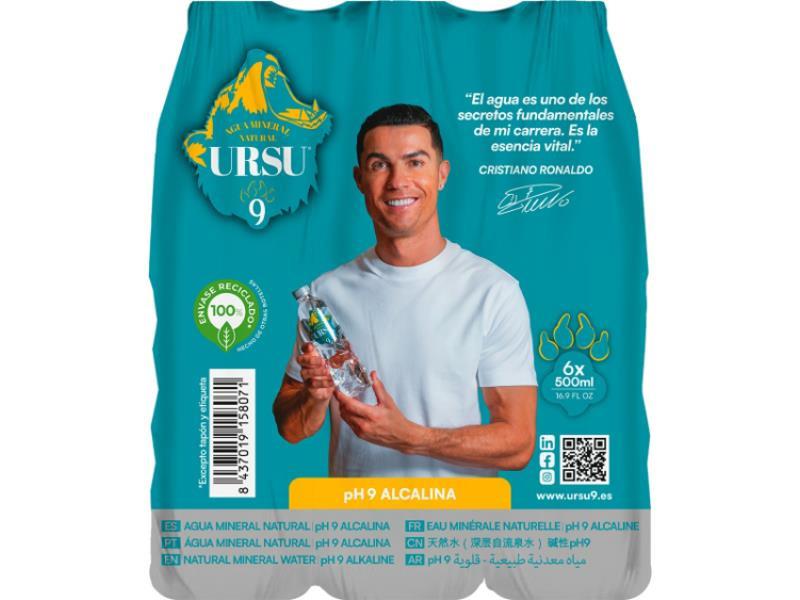 4 x Ursu9 Natural Alkaline Mineral Water - 6 x 500ml | Ph9 | Naturally High in Calcium (christiano Ronaldo)