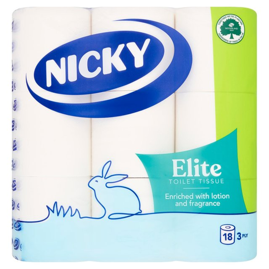 Nicky Elite Toilet Rolls 3Ply 18Pk (18 x 2)