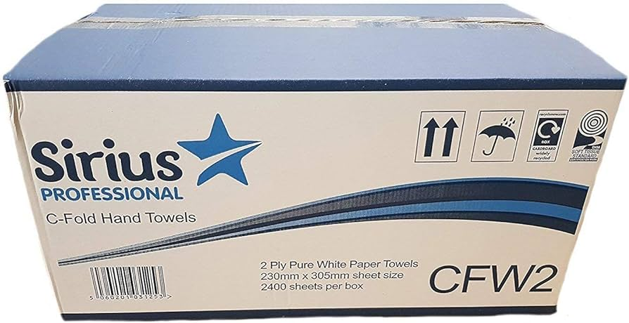 Sirius C-Fold White Hand Towels 2ply (2400 Sheets Per Case)