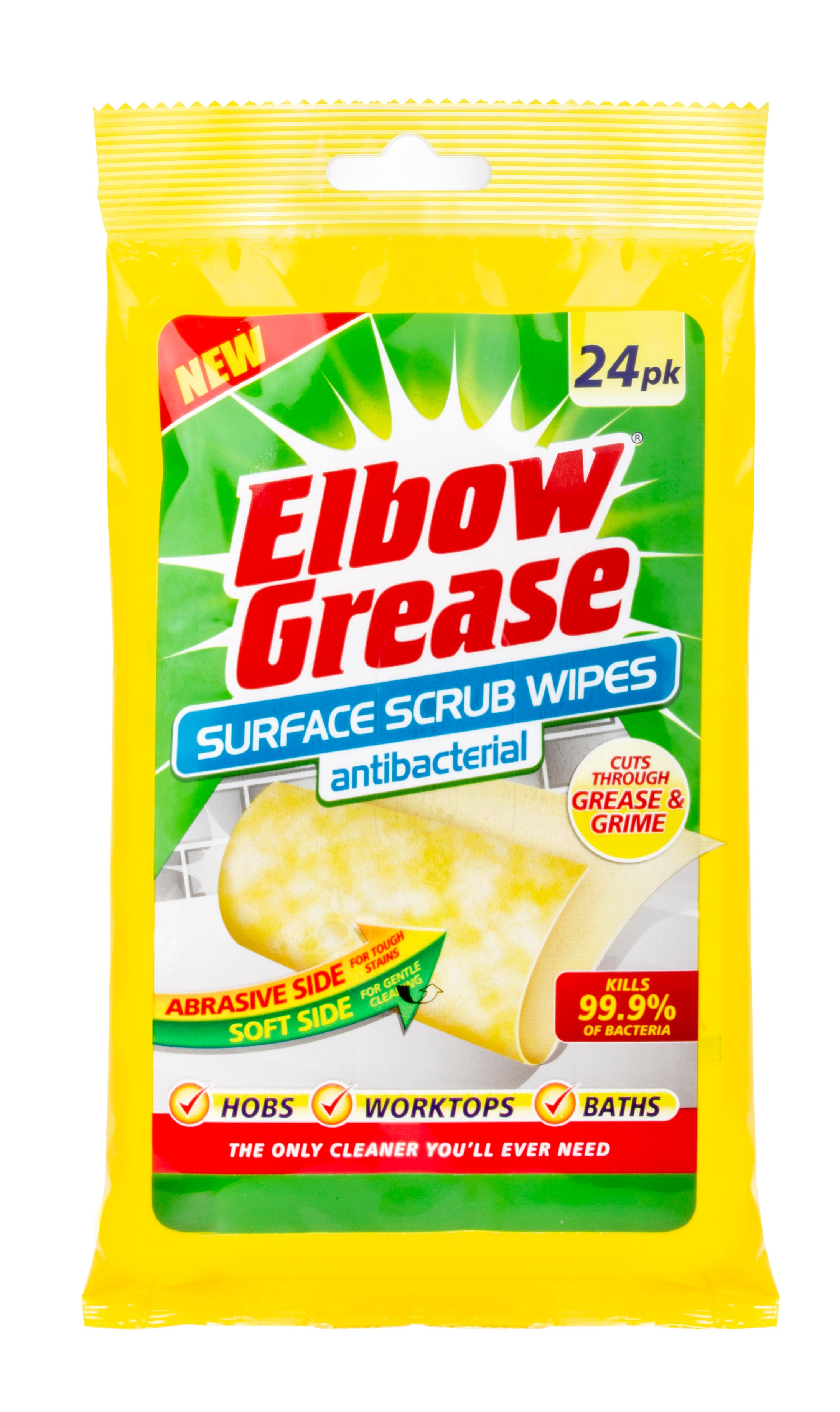 Elbow Grease Surface Scrub Wipes 24pk - Case Of 12