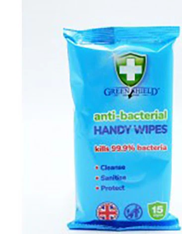  12 x Greenshield antibacterial handy wipes 15pk - Premium Quality Tissue Online - Product Image
