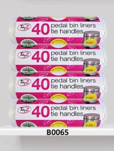 24 x 40's Pedal Bin Liners Tie Handles