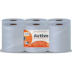 Blue Active Centrefeed 166mm x 300 Sheets  Embossed 2 Ply (1x6)