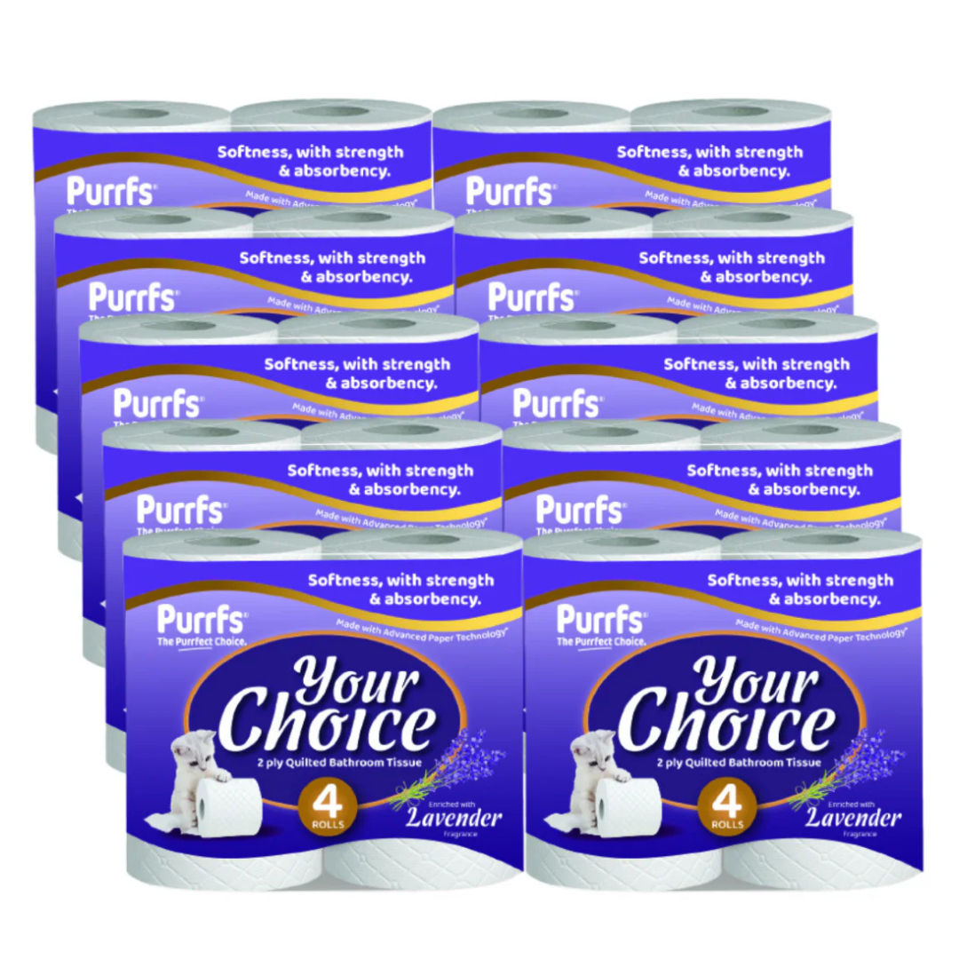 Your Choice 2 Ply Toilet Rolls – Lavender Scented, 40 Rolls (10 x 4 Pack)